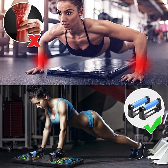 Push Up Rack Board, 23-in-1 opvouwbaar multifunctioneel fitnessapparaat, draagbaar push-up-trainingsframe, voor indoor-, turn- en outdoorspiertraining, fitnessoefeningen