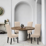 Stoelhoezen, set van 4, universele stretch stoelhoezen, moderne jacquard hoes, afneembare stoelhoes, eetkamerhoes, bi-elastische hoes, voor banketdecoratie en bruiloftsfeesten (beige, set