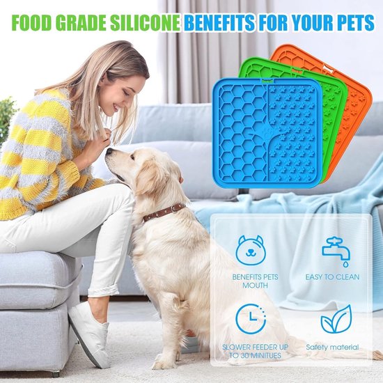 Lekmat voor honden, premium likmat voor honden met zuignap voor verlichting van angst van honden, voor baden, verzorging en training voor puppy's