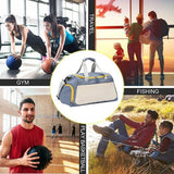 vrouwen sporttas, grote sporttas, sporttas, reistas, sporttas met nat en schoen compartiment, reizen, lichtgewicht waterdichte sporttas, Handbagage tas, voor sport, fitness en reizen, blauw