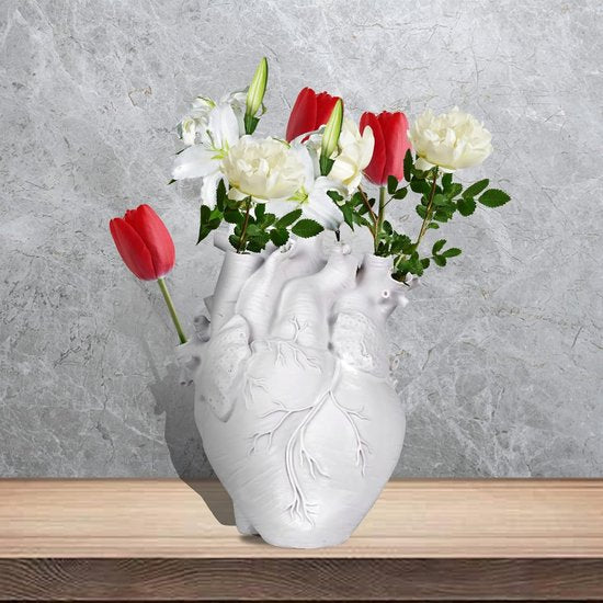 Hartvaas, anatomische bloempot, vazenhars, decoratieve bloemenvaas, vaasdecoratie voor woonkamer, slaapkamer, bruiloft, feest