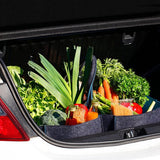 Premium vilten tas - als hoogwaardige boodschappentas, chique vrijetijdstas of badtas, krantenmand, vilten mand, boodschappenmand, stevige brandhouttas - tweekleurig grijs en rood