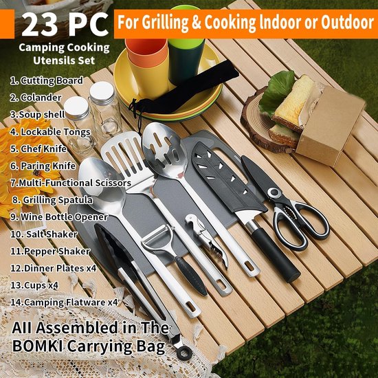 Camping Essentials Camping kookgerei set, kampeeraccessoires Apparatuur Must-Haves Kom met campingbesteksets, borden en kopjes, ideaal voor buitenfornuizen, picknick, barbecue