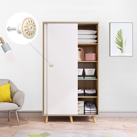 Meubelknoppen Wit 16 Stuks Kast Knoppen Bloemen Patroon Ronde Lade Handgrepen Meubelknop Witte Commode Knoppen Set Kast Knop Voor Meubilair Commode Knoppen