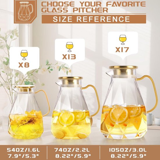 1,6 liter karaf - 1,6 liter pitcher glazen karaf - glass pitcher glazen kan - glass jug waterkaraf met deksel - water pitcher with lid karaf met deksel - pitcher with lid waterkan - water jug glazen kan - glass jug waterkaraf - water pitcher