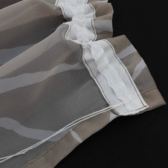 1 stuk transparant gordijn sjaal met plooiband voile gordijn raamsjaal takken patroon H x B 175/140 cm zand