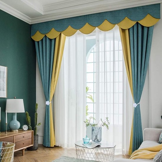 Camellia Magnetische gordijn-embrasses, 2 stuks, decoratieve metalen clips, zonder boren, gordijn met flexibel touw, voor thuiskantoor, wit