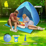 Beach Shelter Pop-up strandtent met UV-bescherming Voorruit en ritssluiting Draagbare strandtent voor 2-3 personen Familie Baby Kinderen Strandtent voor buiten Camping Tuin