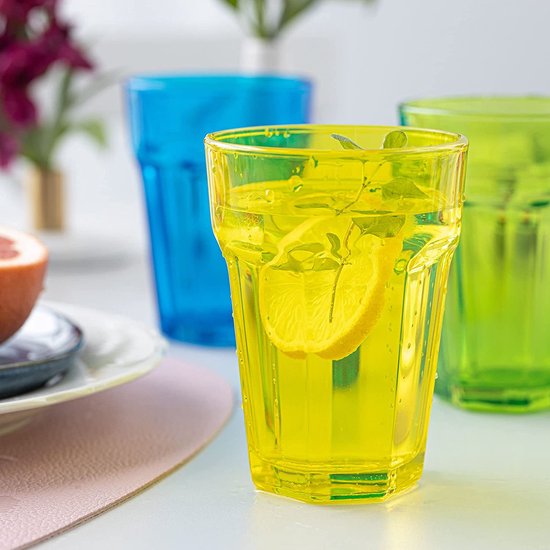 Gigi Vivid Rainbow Set van 6 drinkglazen 370 ml cocktailglazen waterglazen set kleurrijke longdrinkglazen glazen tumbler kleurrijke glazen caipirinha drinkglas waterglas