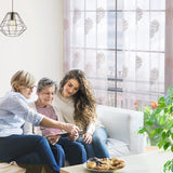 Gordijnen Transparant met Ringen, Doorschijnend Gordijnen Bladeren Roze+Wit Gordijnen voor Kinderen Kamer Slaapkamer, 140x290 cm (B x H), set van 2