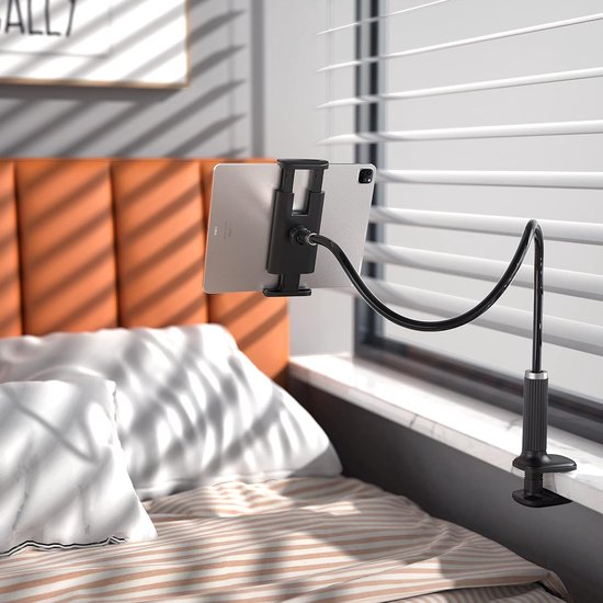 Tablethouder, zwanenhals tablethouder - flexibel verstelbare arm in bed voor 98 cm totale lengte (zwart)