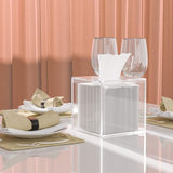 Vierkante cosmetische tissuebox, 14 x 14 x 14 cm acryl tissuedispenser, tissuebox met magnetische afdekking voor eetkamer, badkamer, slaapkamer, auto, kantoor - acryl transparant