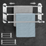 Towel Rail No Drilling - Towel Rail Bathroom Extendable 37-70 cm - Stainless Steel Towel Rail Wall Shelf for Bathroom Kitchen - 2 Installation Methods, Silver