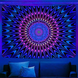 Blacklight kleurrijk kleurrijk mandala wandtapijt, uv-reactieve kunst wanddoek, psychedelisch hippie wandtapijt, esthetisch wandtapijt, huisdecoratie boho wandtapijt voor slaapkamer party,