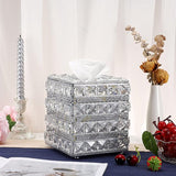 Kristal Zilver Cosmetische Tissue Box Gemaakt van Glas Metaal Tissue Box Tissue Dispenser Tissue Box Decoratie voor Woonkamer Eetkamer Hotel Restaurant Kantoor Vierkant