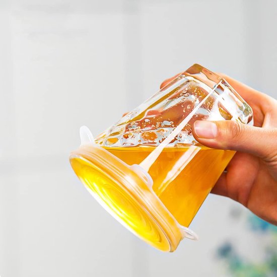 6 stuks rekbare siliconen deksels, 9 cm, herbruikbaar, BPA-vrij, siliconen deksel, universeel, rekbaar voor schalen, blikjes, honingglazen, fijnkostglazen