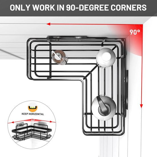 Shower Shelf No Drilling Corner, Bathroom Shower Shelf, Durable Stainless Steel Bathroom Shelf, No Drilling, Movable Bathroom Organiser Shelf, Bathroom Shelf for Shampoo and Shower Gel,