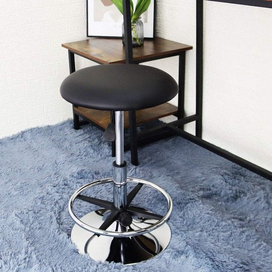 Vierkante draaikruk met wielen PU Leahter rolkruk in hoogte verstelbare kruk voor spa-salon massage wit