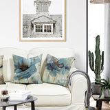 Bloemen Kussenhoes, 50 x 50 cm, set van 4 outdoor kussens, sierkussens, linnen, kussenhoezen, moderne abstracte bloemen kussenhoezen voor bank, woonkamer, sierkussen