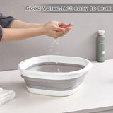 Opvouwbare wasmand, set van 3, duurzame wasmand met 3 haken, gemaakt van kunststof, grijs, opvouwbare wasmand, ruimtebesparende opvouwbare wasmand voor afwassen, fruit, kamperen, wasgoed.