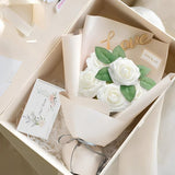 Kunstbloemen Witte Rozen, 30 stuks 8 cm Boeket Kunstmatige Decoratieve Bloemen Neprozen met Stengels en Kaart voor Valentijnsdag Huis Tuin Verjaardagsfeestje DIY Bruiloft Decoratie