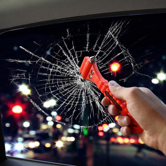 Gordelsnijder en noodhamer, veiligheid in de auto bij noodgevallen, for het stukslaan van autoruiten en het doorsnijden van autogordels, for auto of bus