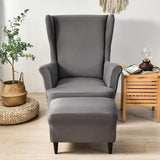 Fauteuilhoes, 2 stuks, stoelbekleding, fauteuil-overtrek, oorfauteuil, stretch fauteuilhoes, kleur donkergrijs