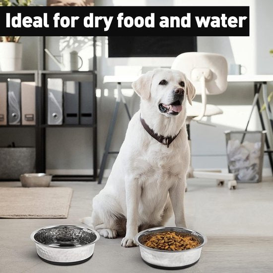 Hondenbak voor grote honden, 2 stuks hondenbak, roestvrij staal, met antislip siliconen voerbak voor grote, middelgrote en kleine honden, hondenbak voor hondenvoer en watervoerbak, voederbak voor hond