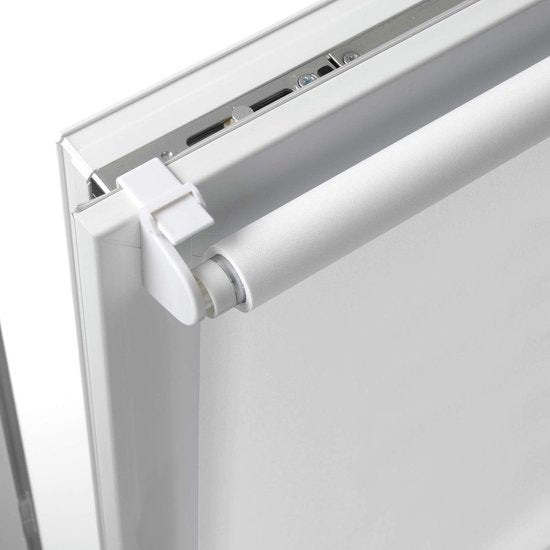 Rolgordijn zonder boren, om te klemmen, ondoorzichtig, inkijkbescherming, anti-verblinding, incl. alle montageonderdelen, Digiprint veerboa, wit/decor, 90 x 150 cm