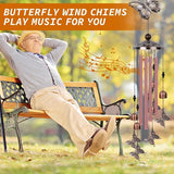 Windgong voor buiten, windgong vlinders aluminium buis met S-haken, windgong om buiten op te hangen - patio tuindecoratie windgong cadeaus voor moeder vrouw dochter vriendin