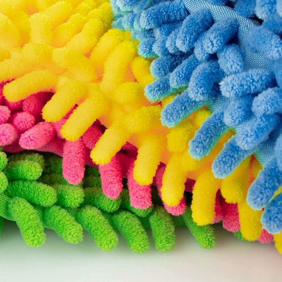 4 x Vervangende Vloerwisserhoes-Chenille Microfiber Wisserhoes voor een grondige reiniging van uw woonruimte (04 stuks - blauw / roze / geel / groen)