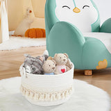 Opbergmand, katoenen mand, gevlochten kinderspeelgoedmand, geschenkmand, kinderkamer, opslag voor planken en kasten, badkamer, luiertafel, accessoires, organizer, badkamer (24 x 17 cm)