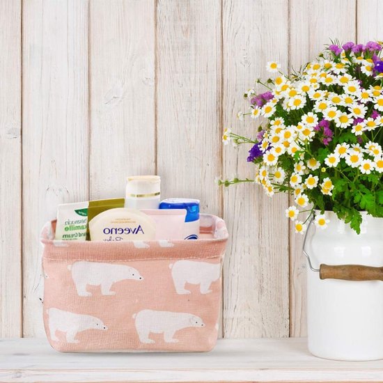 luiertafel organizer, 4 stuks opbergmand voor kinderen, stoffen opbergmanden, opbergdoos, met 2 handgrepen aan beide zijden, linnen en stoffen dozijn (20 x 14 x 15,5 cm)