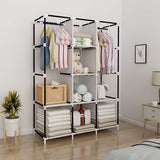 UDEAR Closet Organizer Kledingkast Kledingopslagplanken, Niet-geweven Stoffen Hoes met Zijzakken, 128 * 45 * 170 CM, Zwart