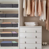 Opbergsysteem, kledingkast, opbergsysteem, grijs, opvouwbare opbergdoos, stof, organizer voor de kledingkast van stof, voor het opbergen van kleding, T-shirts, ondergoed