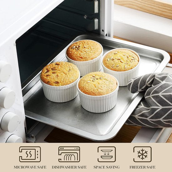 serie ramekin.Dish, 12 4-delig set, Mini vormpjes pasteivormen cakevorm – 9 cm Ø porselein muffin Cupcake Back vormpjes pasteien vorm