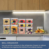 Set van 24 voorraadpotten, BPA-vrij, plastic opbergdoos met deksel, luchtdicht, graanopslagcontainer en voedselopslagcontainers, keukenopslag en organisatie