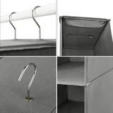 Hangende organizer met 3 vakken, kledingkast, opvouwbaar hangrek, hangorganizer van stof, hangende stoffen kast met ijzeren frame, opbergsysteem voor kleding - grijs