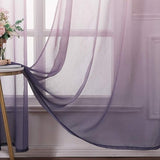 Set of 2 Transparent Curtains, Colour Gradient, Voile Sheer Curtains with Eyelets, Decorative Window Curtain for Bedroom and Living Room, 245 cm x 140 cm (H x W), White & Purple