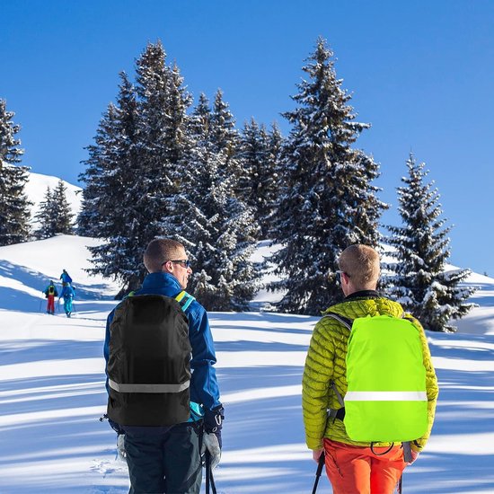 2 stuks regenhoezen voor rugzak, regenhoes, schooltas met reflecterende strepen, rugzakhoes, waterdicht, reflecterende rugzakbeschermhoes voor wandelen, kamperen, toeren en fietsen