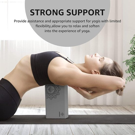 Yogablokkenset van 2 Eva Foam voor fitness, pilates, stretching en meditatie, yogariem inbegrepen