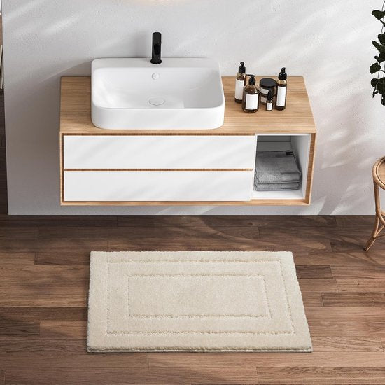 Badmat Toiletmat Creme Antislip Wasbaar Waterabsorberend- 60x90 CM