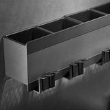 Tandenborstelhouder voor badkamer Zwarte kamer Aluminium 4 sleuven Tandenborstelhouder Hoekopbergdoos Geen boren Automatische installatie - Zelfklevend