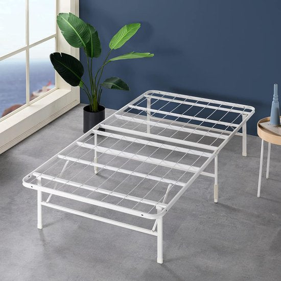 Lattenbodem, 35 cm, zonder montage, metalen bedframe, eenvoudige montage, opbergruimte onder het bed, 100 x 200 cm, wit