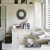 Kunstmatige lavendelkrans voor de voordeur, 18 inch boerderijkransen voor muurfeest bruiloft decoratie binnen of buiten.