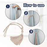 2 stuks gordijnhouders, embrasses, gordijnhouders, polyester, katoen, touw met kwastjes, decoratief raam, eenkleurige gordijnen, accessoires, beige