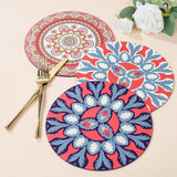Placemats en onderzetters set van 6, diameter 22 cm, ronde mandala placemats, warmte-isolatie, wasbaar, antislip rubberen placemats voor de eettafel, keuken