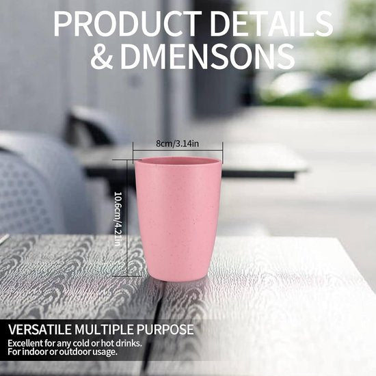 Set van 8 drinkbekers van 350 ml, koffiekopjes voor kinderen en volwassenen, herbruikbare en onbreekbare kopjes voor water, melk, theekopjes, kopjes