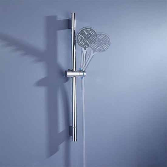 Douchestang voor handdouche, 70 cm, douchestang, roestvrij staal, met in hoogte en hoek verstelbare douchekophouder, chroom