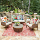 Waterdichte kussenhoezen, 4 stuks, bloemenpatroon, kussenhoes, ademend, voor outdoor, balkon, terras, patio, tuin, boerderijdecoratie, 45 x 45 cm